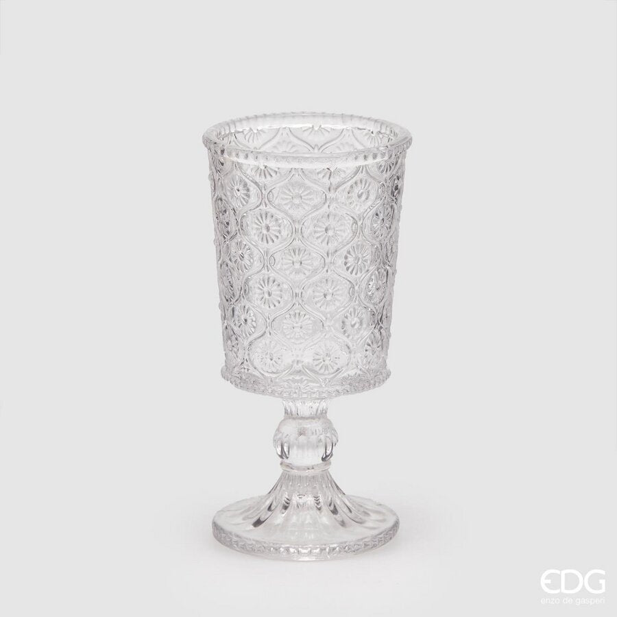 Vaso y Copa de vidrio con relieve