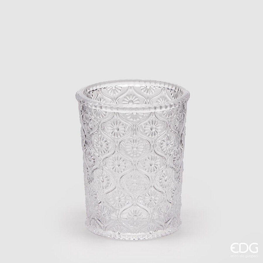 Vaso y Copa de vidrio con relieve