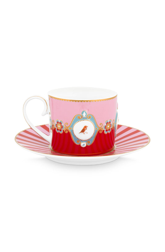 Taza + Plato Red Love birds