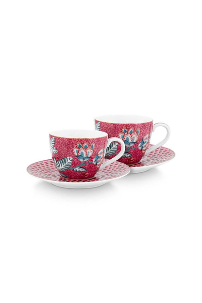 Set 2 espresso Flower Festival Pink