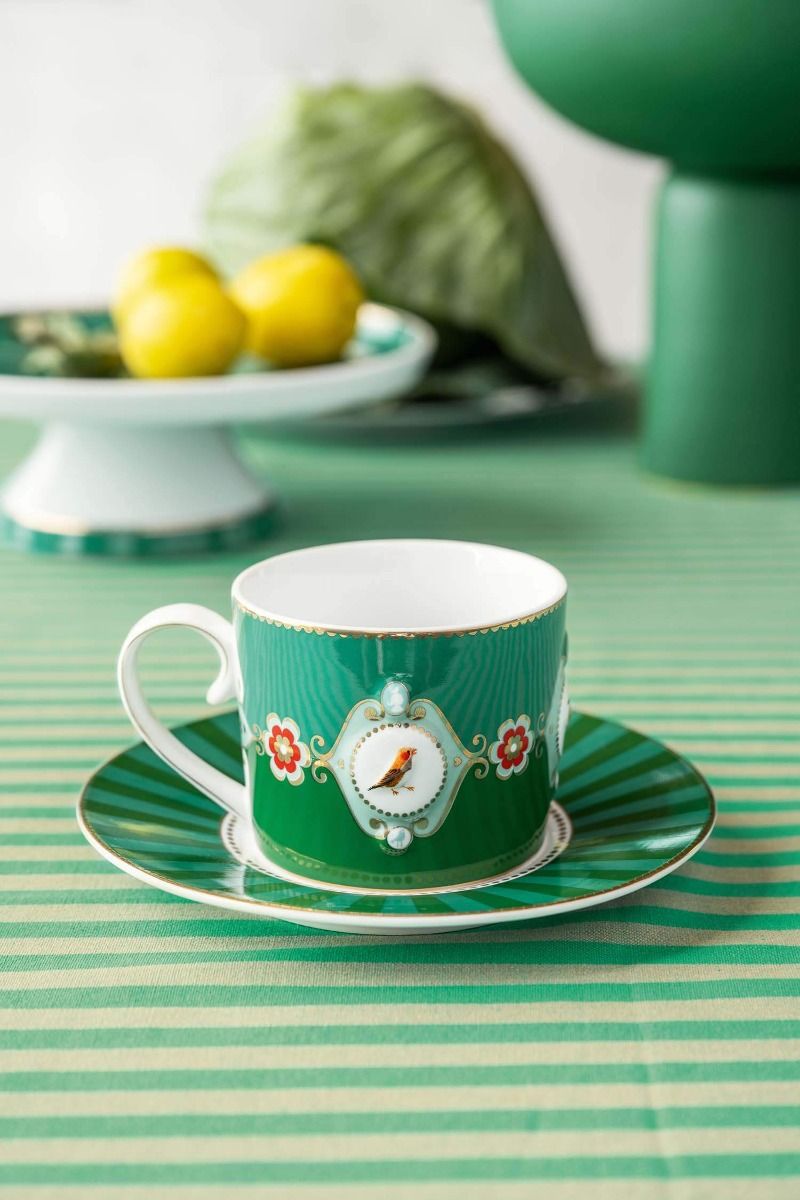 Taza + Plato Medio color Love Birds
