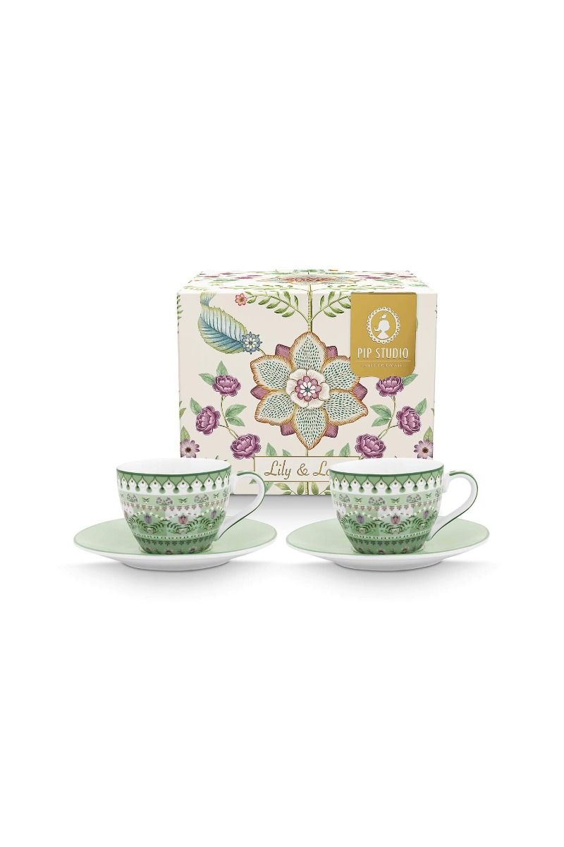 Set Taza + Plato Lily & Lotus Verde