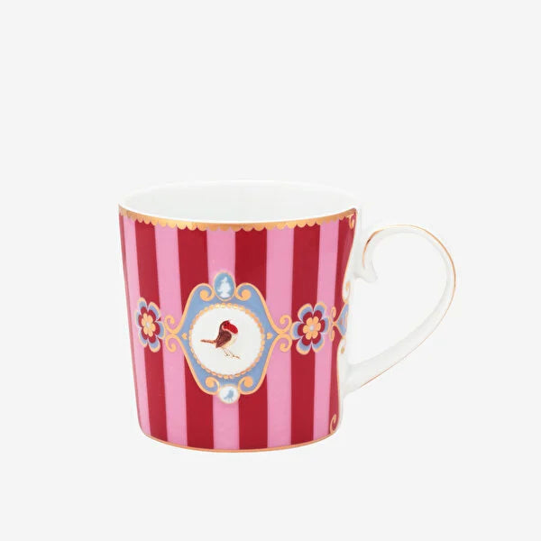 Taza Birds Red-Pink Rayas