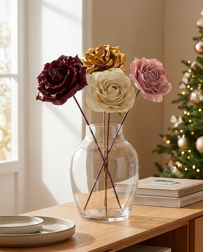 Flor decorativa metalizada