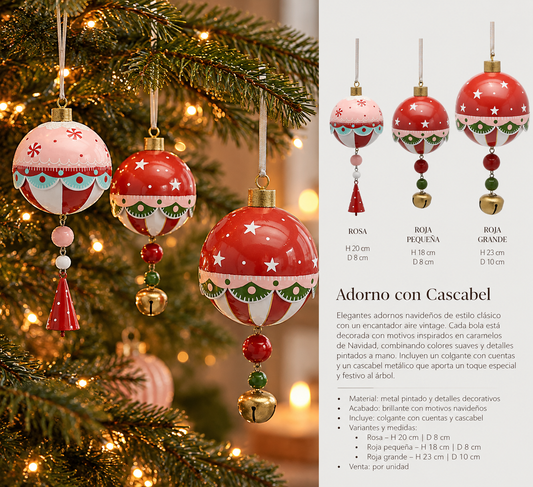 Bola Cascabel Roja-Rosa