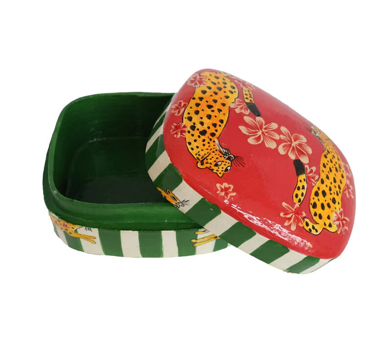 Caja rectangular de leopardo
