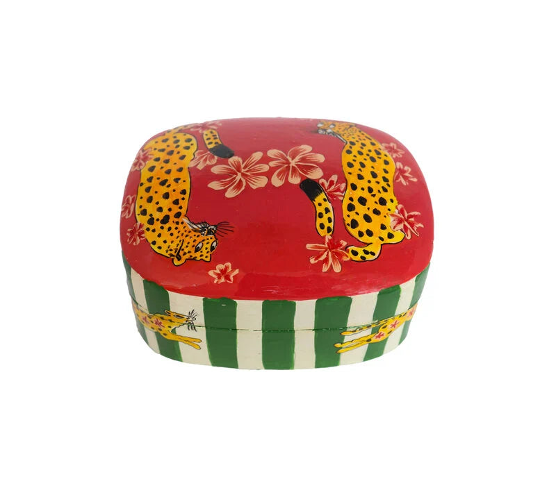 Caja rectangular de leopardo