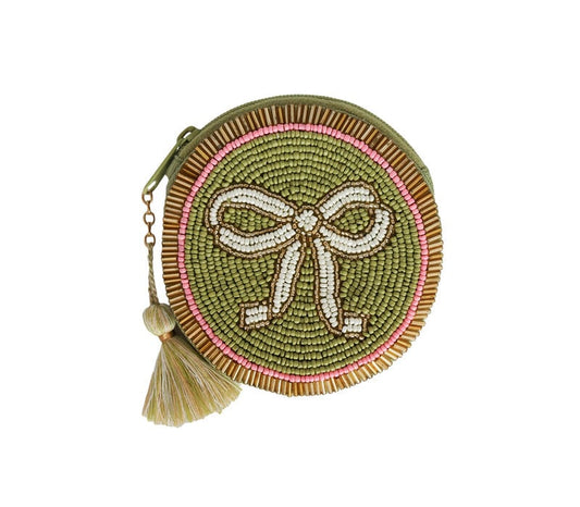 Cartera redonda lazo verde
