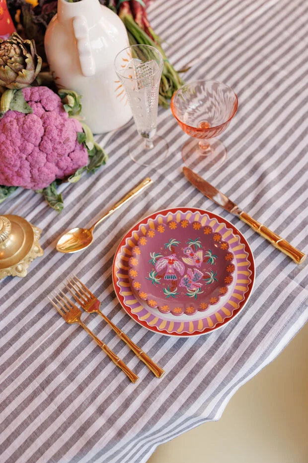 Plato Morado tres pajaros