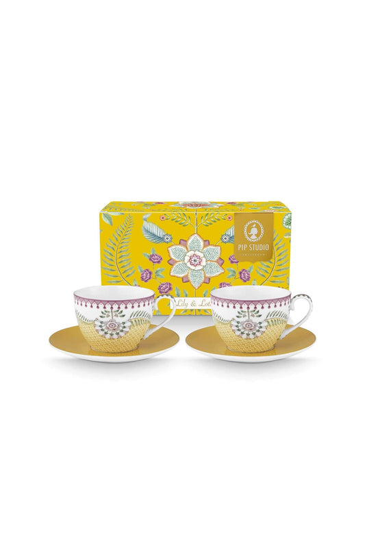 Set 2 Tazas + Plato Lily & Lotus Amarillo