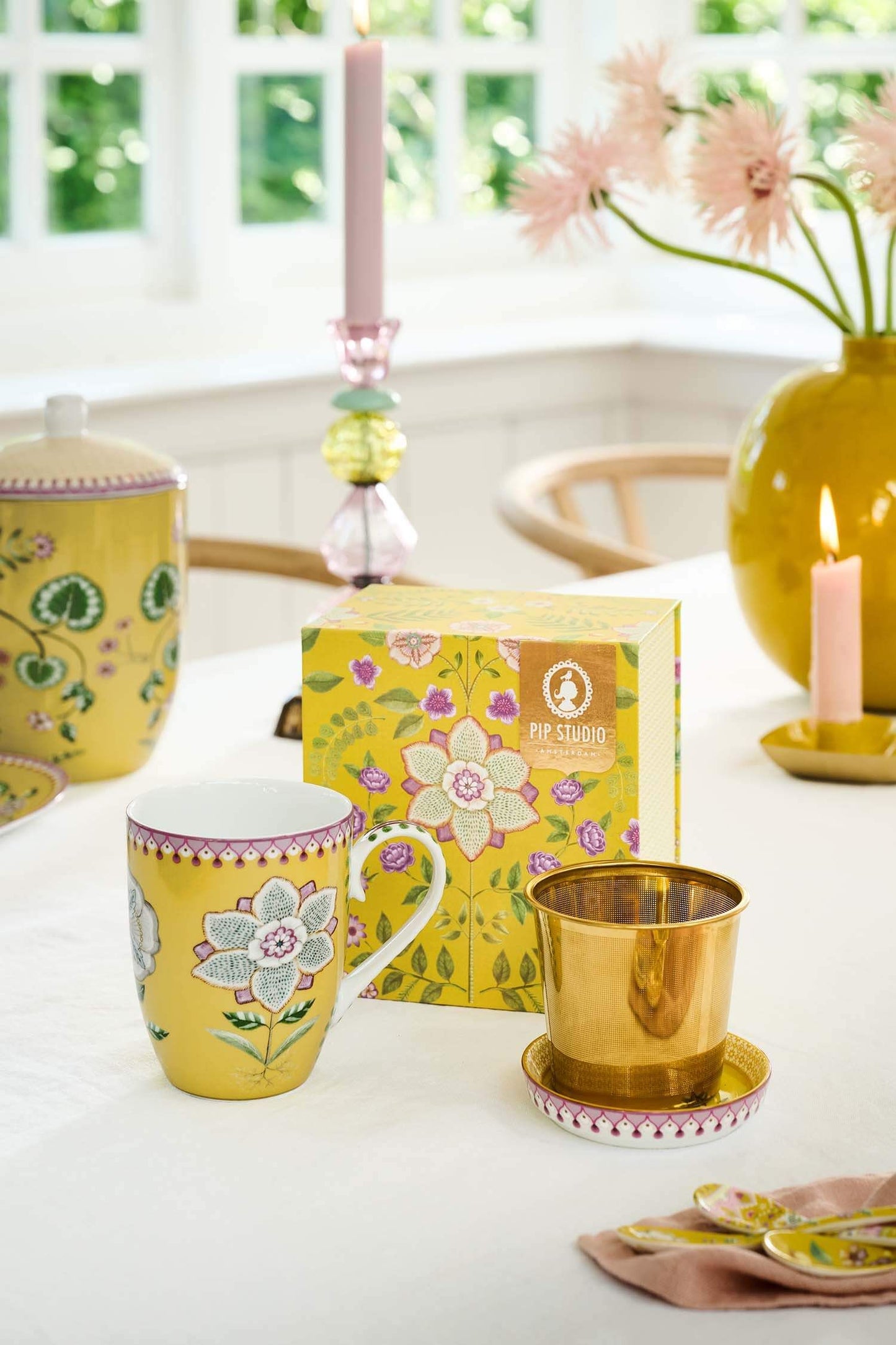 Taza Té Filtro Lily yellow