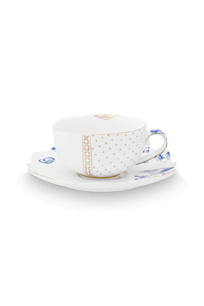 Set 2 tazas + plato Royal White 250ml