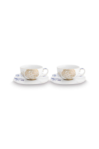 Set 2 tazas + plato Royal White 250ml